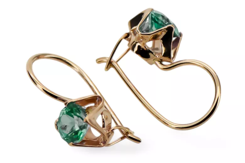 Earrings Emerald Original Vintage 14K Rose Gold Vintage vec142r